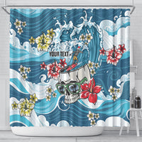 Hawaii Santa Skeleton Surfing Personalized Shower Curtain Mele Kalikimaka i Iulai!