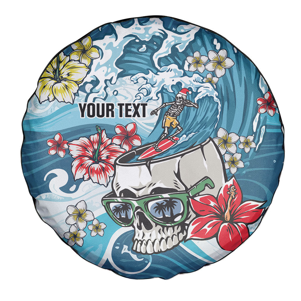 Hawaii Santa Skeleton Surfing Personalized Spare Tire Cover Mele Kalikimaka i Iulai!