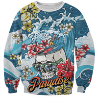 Hawaii Santa Skeleton Surfing Personalized Sweatshirt Mele Kalikimaka i Iulai!