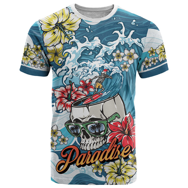 Hawaii Santa Skeleton Surfing Personalized T Shirt Mele Kalikimaka