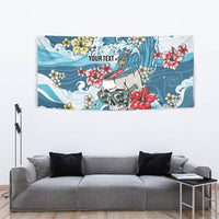 Hawaii Santa Skeleton Surfing Personalized Tapestry Mele Kalikimaka i Iulai!