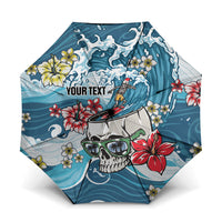 Hawaii Santa Skeleton Surfing Personalized Umbrella Mele Kalikimaka i Iulai!