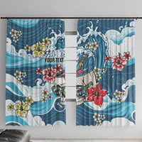 Hawaii Santa Skeleton Surfing Personalized Window Curtain Mele Kalikimaka i Iulai!