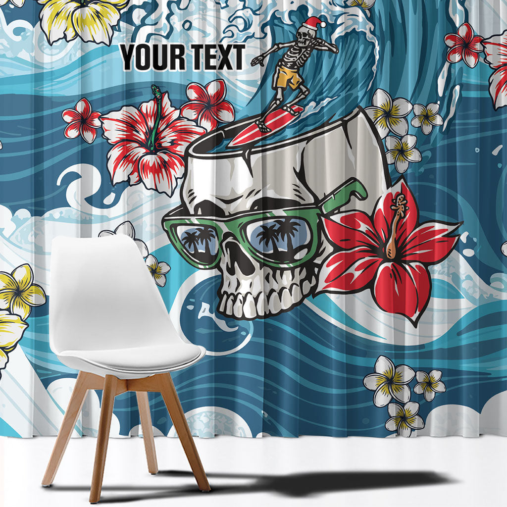 Hawaii Santa Skeleton Surfing Personalized Window Curtain Mele Kalikimaka i Iulai!