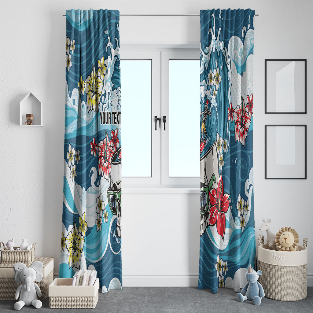Hawaii Santa Skeleton Surfing Personalized Window Curtain Mele Kalikimaka i Iulai!
