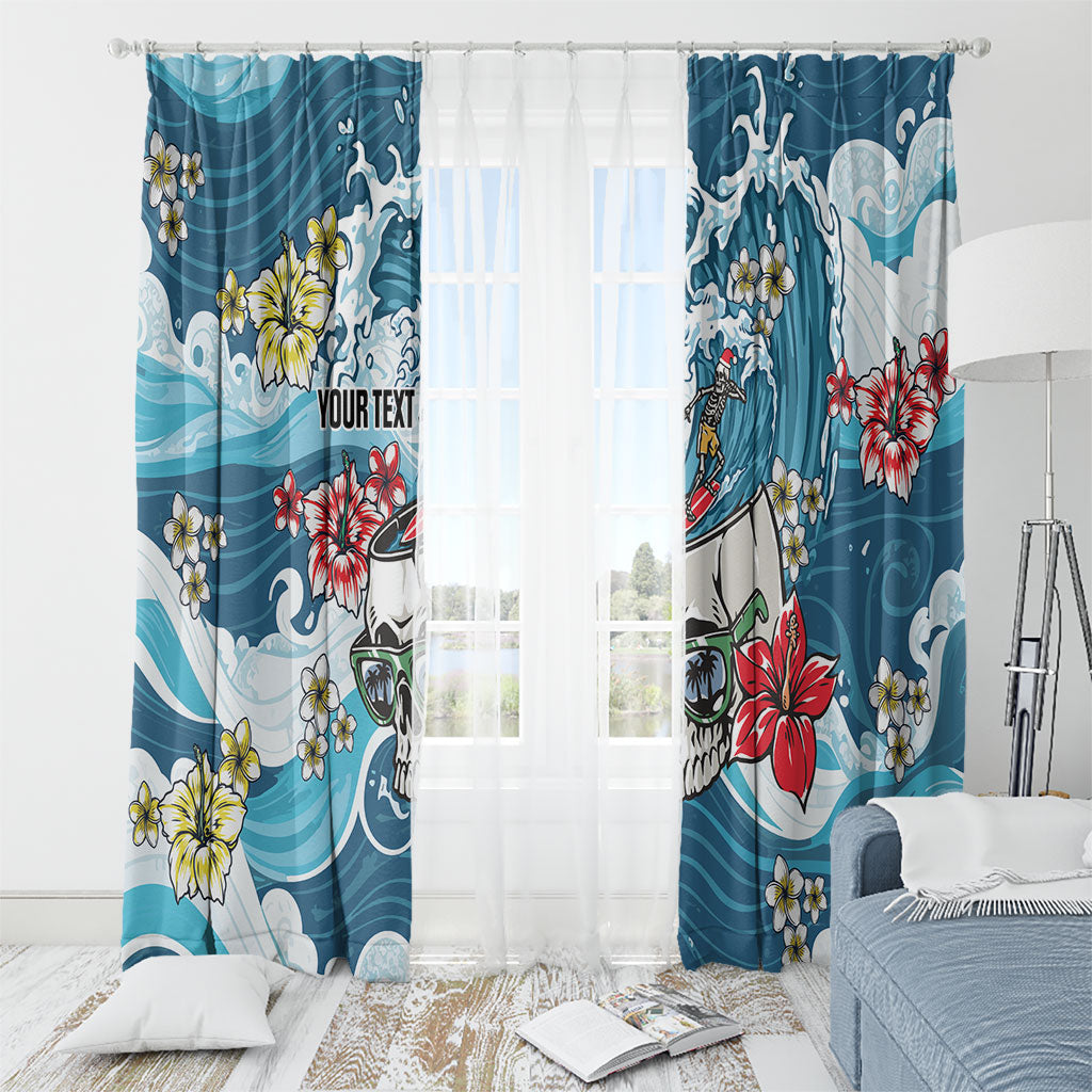 Hawaii Santa Skeleton Surfing Personalized Window Curtain Mele Kalikimaka i Iulai!