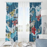 Hawaii Santa Skeleton Surfing Personalized Window Curtain Mele Kalikimaka i Iulai!