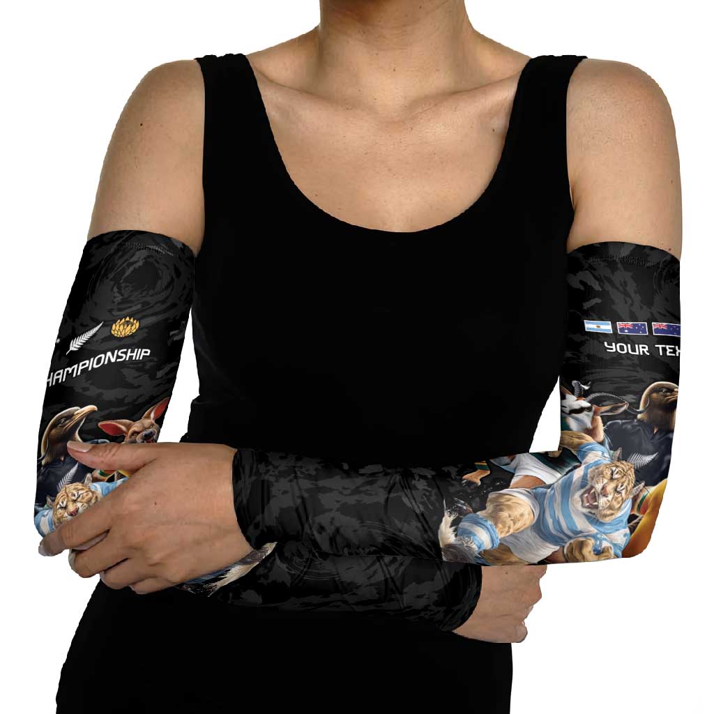 Custom Rugby Southern Hemisphere Arm Sleeves Argentina AUNZ South Africa Mascot Black LT9 - Polynesian Pride