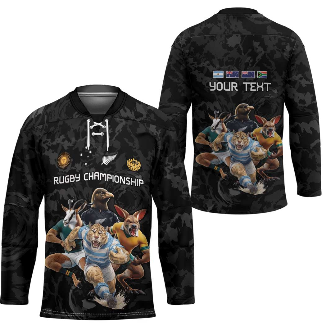Custom Rugby Southern Hemisphere Hockey Jersey Argentina AUNZ South Africa Mascot Black - Polynesian Pride