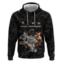 Custom Rugby Southern Hemisphere Hoodie Argentina AUNZ South Africa Mascot Black - Polynesian Pride
