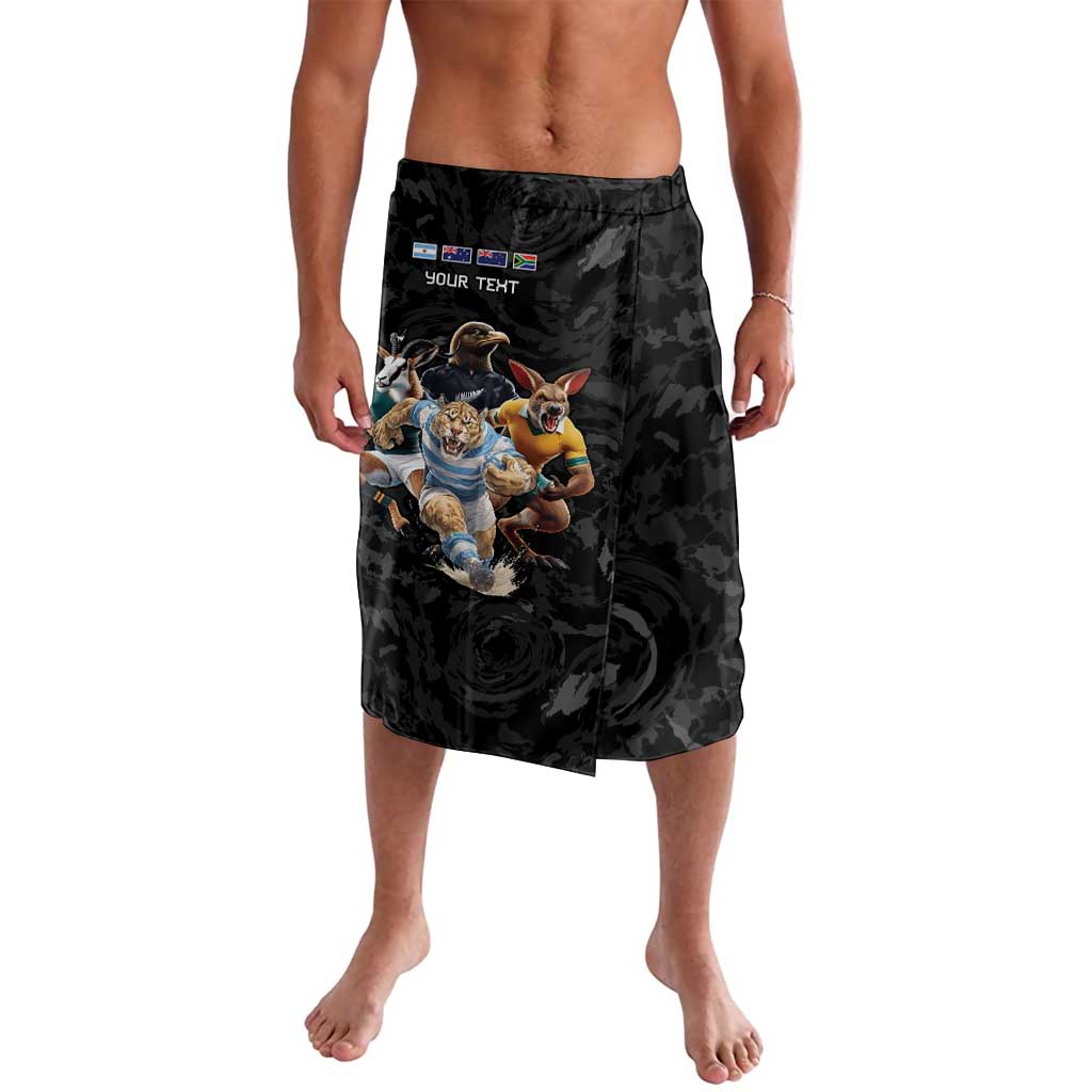 Custom Rugby Southern Hemisphere Lavalava Argentina AUNZ South Africa Mascot Black - Polynesian Pride