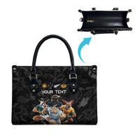 Custom Rugby Southern Hemisphere Leather Bag Argentina AUNZ South Africa Mascot Black LT9 - Polynesian Pride