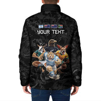 Custom Rugby Southern Hemisphere Padded Jacket Argentina AUNZ South Africa Mascot Black - Polynesian Pride