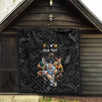 Custom Rugby Southern Hemisphere Quilt Argentina AUNZ South Africa Mascot Black - Polynesian Pride