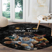 Custom Rugby Southern Hemisphere Round Carpet Argentina AUNZ South Africa Mascot Black LT9 - Polynesian Pride