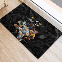Custom Rugby Southern Hemisphere Rubber Doormat Argentina AUNZ South Africa Mascot Black - Polynesian Pride