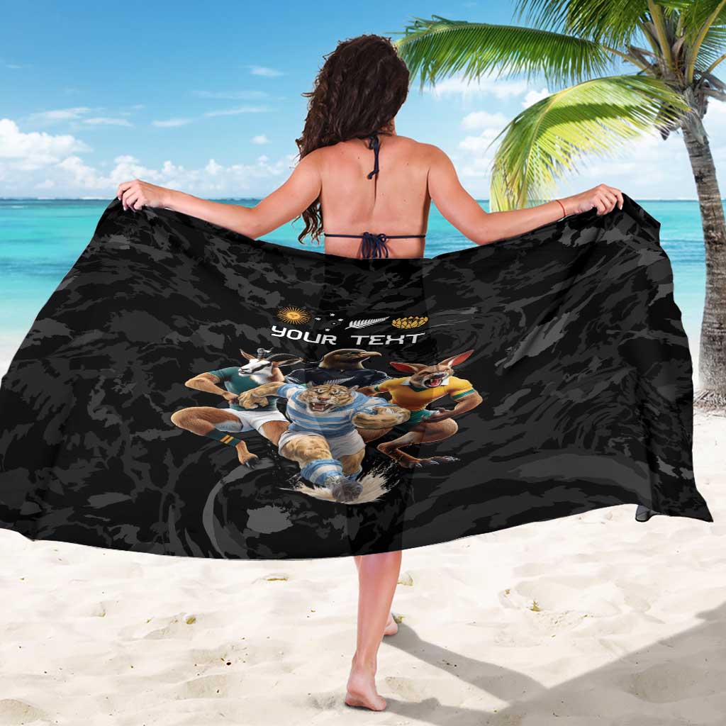 Custom Rugby Southern Hemisphere Sarong Argentina AUNZ South Africa Mascot Black - Polynesian Pride
