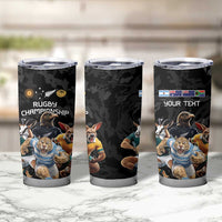 Custom Rugby Southern Hemisphere Tumbler Cup Argentina AUNZ South Africa Mascot Black - Polynesian Pride