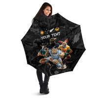 Custom Rugby Southern Hemisphere Umbrella Argentina AUNZ South Africa Mascot Black LT9 - Polynesian Pride