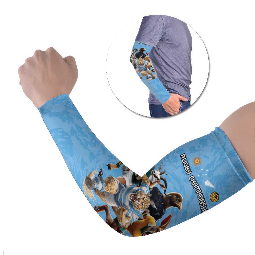 Custom Rugby Southern Hemisphere Arm Sleeves Argentina AUNZ South Africa Mascot Blue - Polynesian Pride