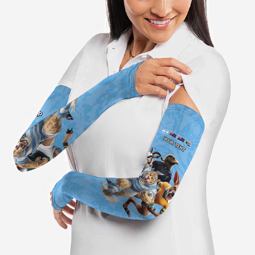 Custom Rugby Southern Hemisphere Arm Sleeves Argentina AUNZ South Africa Mascot Blue LT9 - Polynesian Pride