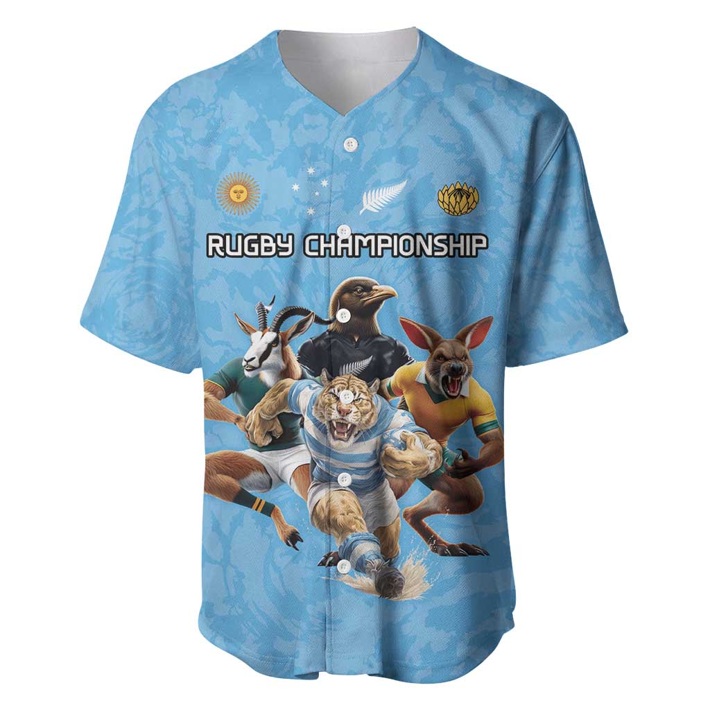Custom Rugby Southern Hemisphere Baseball Jersey Argentina AUNZ South Africa Mascot Blue - Polynesian Pride