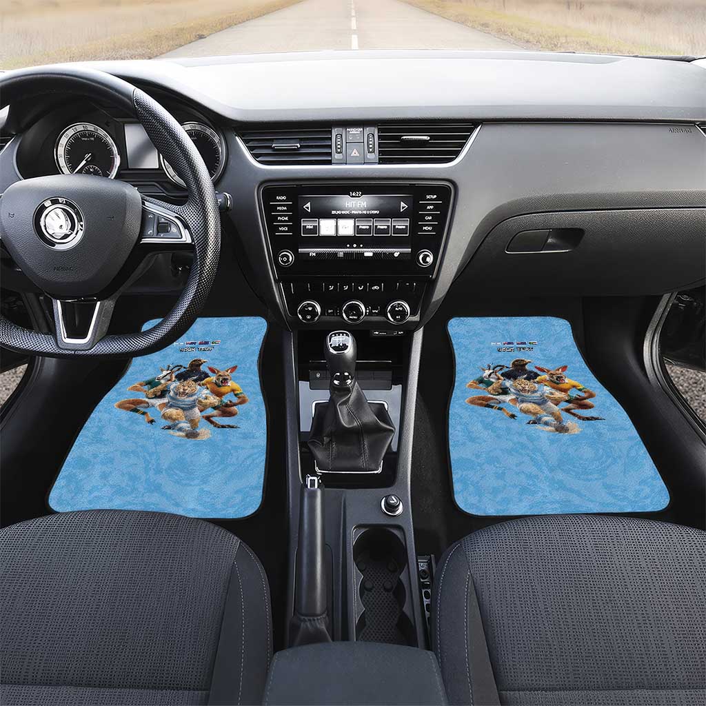 Custom Rugby Southern Hemisphere Car Mats Argentina AUNZ South Africa Mascot Blue - Polynesian Pride