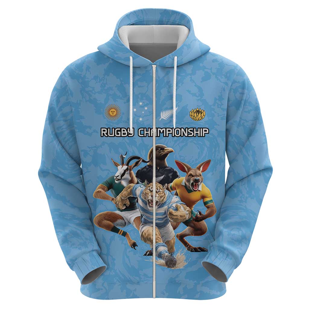 Custom Rugby Southern Hemisphere Hoodie Argentina AUNZ South Africa Mascot Blue - Polynesian Pride