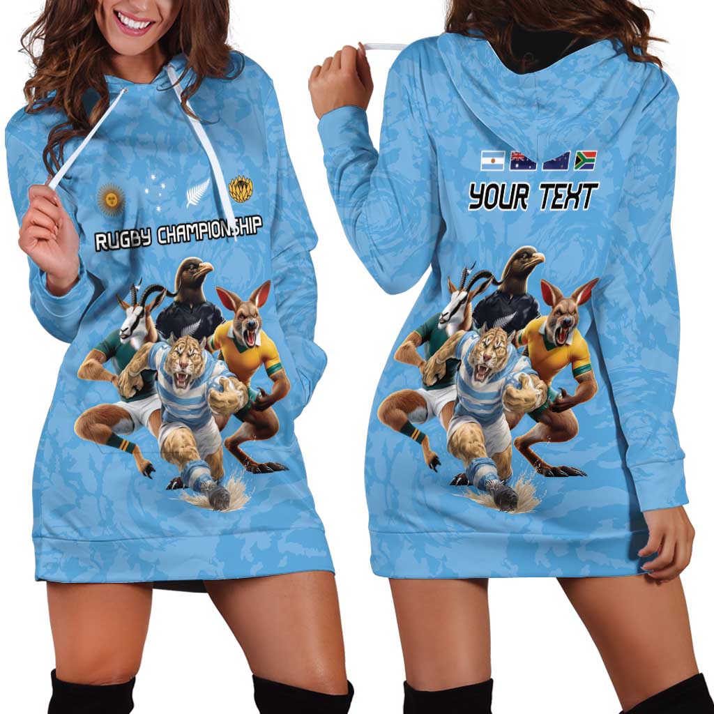 Custom Rugby Southern Hemisphere Hoodie Dress Argentina AUNZ South Africa Mascot Blue - Polynesian Pride
