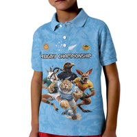 Custom Rugby Southern Hemisphere Kid Polo Shirt Argentina AUNZ South Africa Mascot Blue - Polynesian Pride