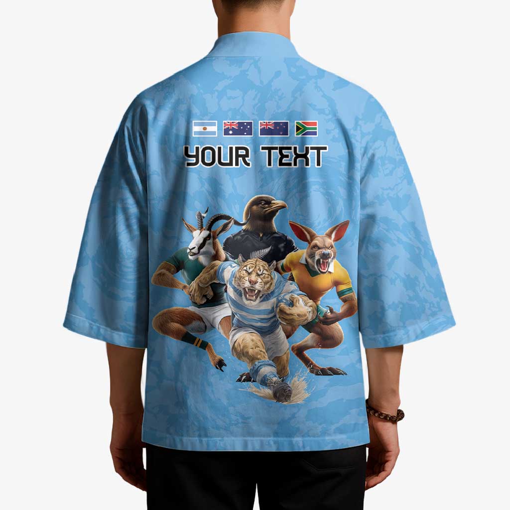 Custom Rugby Southern Hemisphere Kimono Argentina AUNZ South Africa Mascot Blue - Polynesian Pride