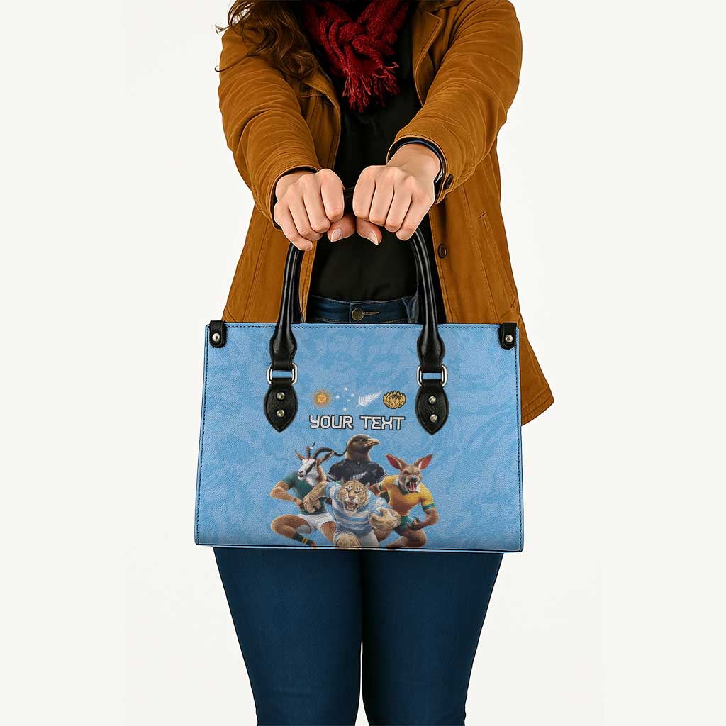 Custom Rugby Southern Hemisphere Leather Bag Argentina AUNZ South Africa Mascot Blue LT9 - Polynesian Pride