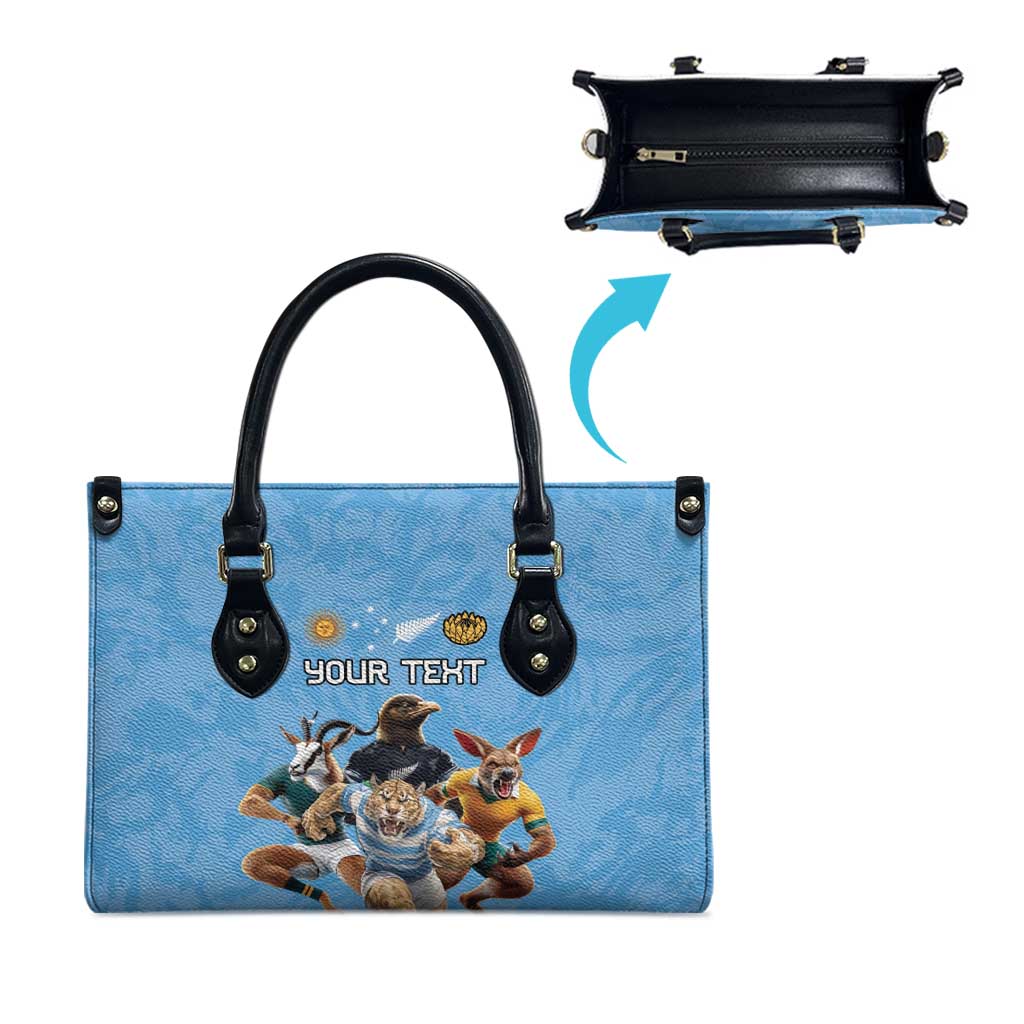 Custom Rugby Southern Hemisphere Leather Bag Argentina AUNZ South Africa Mascot Blue LT9 - Polynesian Pride