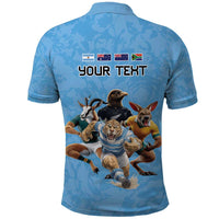 Custom Rugby Southern Hemisphere Polo Shirt Argentina AUNZ South Africa Mascot Blue - Polynesian Pride