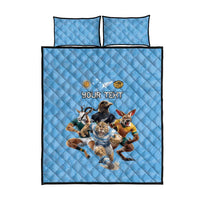 Custom Rugby Southern Hemisphere Quilt Bed Set Argentina AUNZ South Africa Mascot Blue - Polynesian Pride