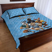 Custom Rugby Southern Hemisphere Quilt Bed Set Argentina AUNZ South Africa Mascot Blue - Polynesian Pride