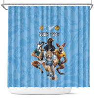 Custom Rugby Southern Hemisphere Shower Curtain Argentina AUNZ South Africa Mascot Blue - Polynesian Pride