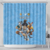 Custom Rugby Southern Hemisphere Shower Curtain Argentina AUNZ South Africa Mascot Blue - Polynesian Pride
