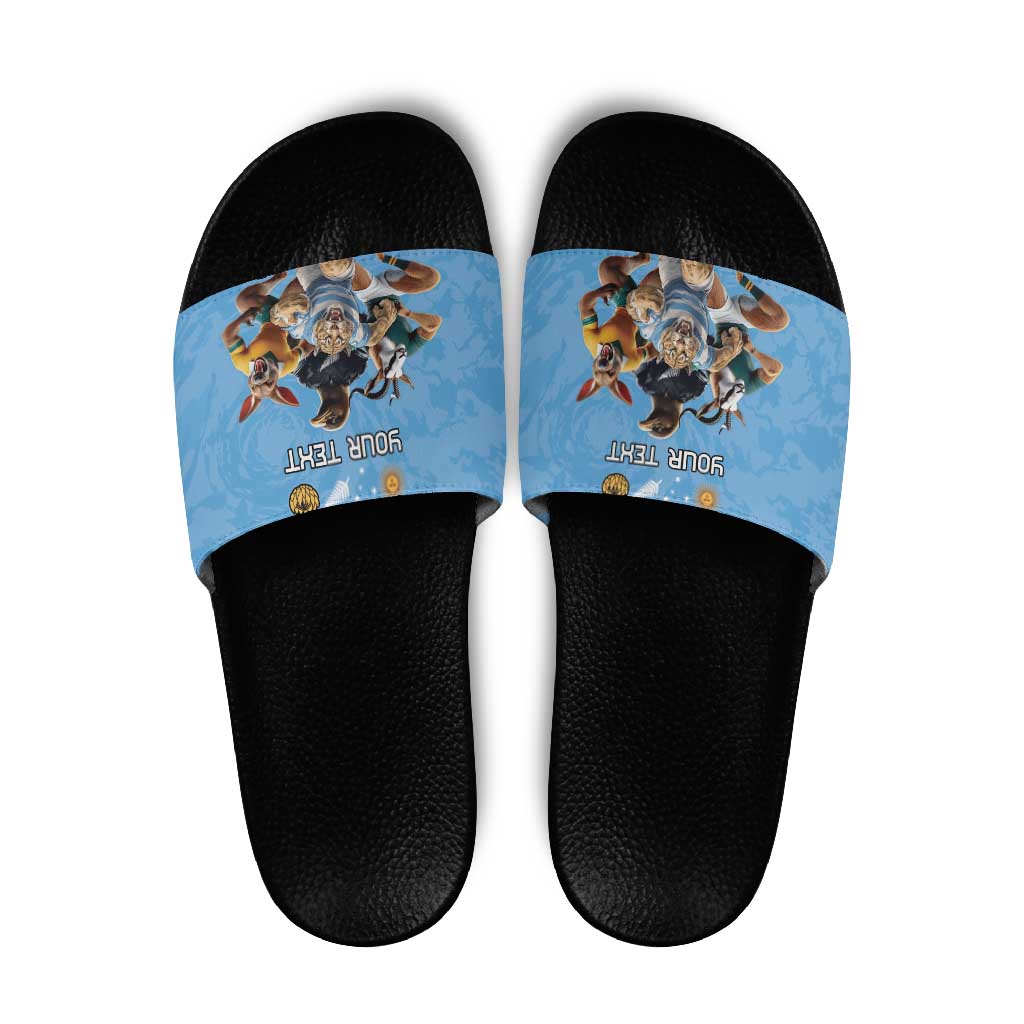 Custom Rugby Southern Hemisphere Slide Sandals Argentina AUNZ South Africa Mascot Blue - Polynesian Pride