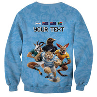 Custom Rugby Southern Hemisphere Sweatshirt Argentina AUNZ South Africa Mascot Blue - Polynesian Pride