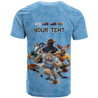 Custom Rugby Southern Hemisphere T Shirt Argentina AUNZ South Africa Mascot Blue - Polynesian Pride