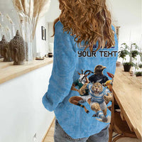 Custom Rugby Southern Hemisphere Women Casual Shirt Argentina AUNZ South Africa Mascot Blue - Polynesian Pride