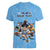 Custom Rugby Southern Hemisphere Women V-Neck T-Shirt Argentina AUNZ South Africa Mascot Blue - Polynesian Pride