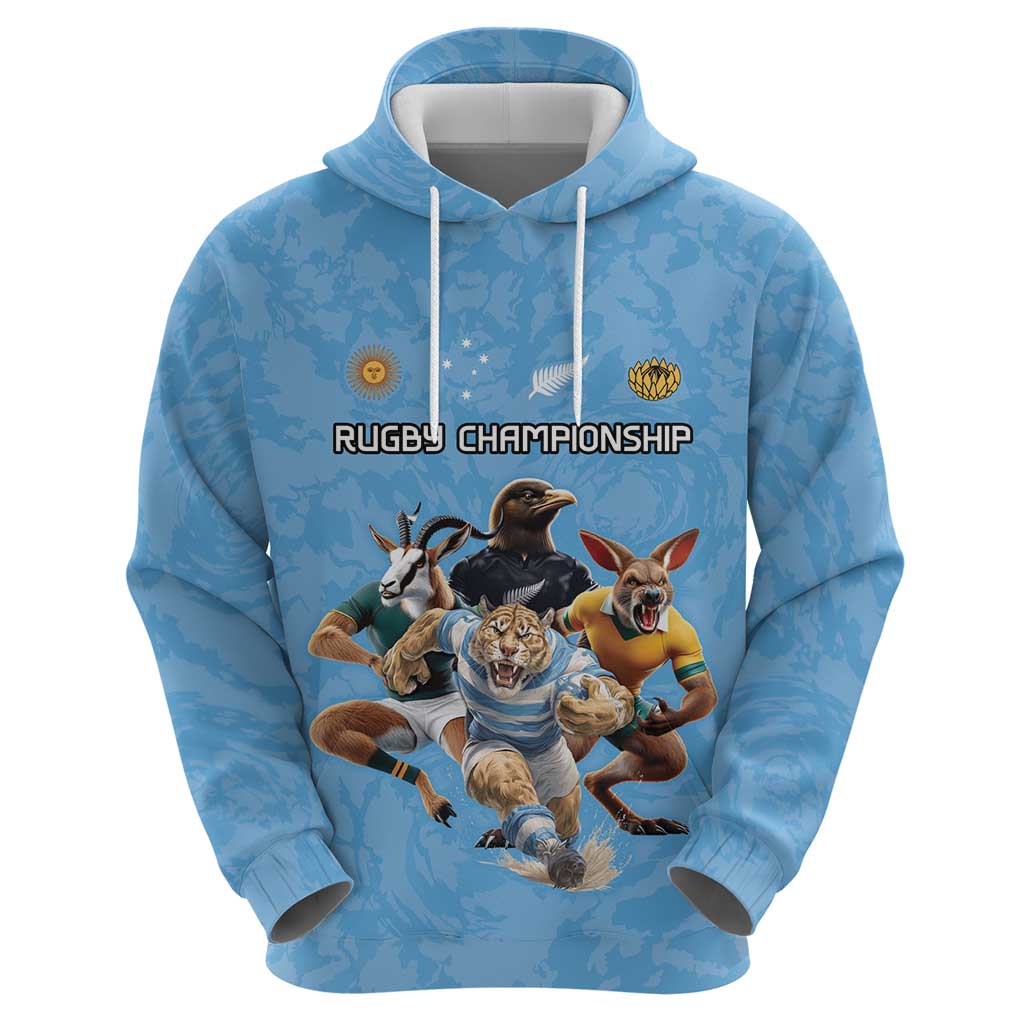 Custom Rugby Southern Hemisphere Zip Hoodie Argentina AUNZ South Africa Mascot Blue - Polynesian Pride