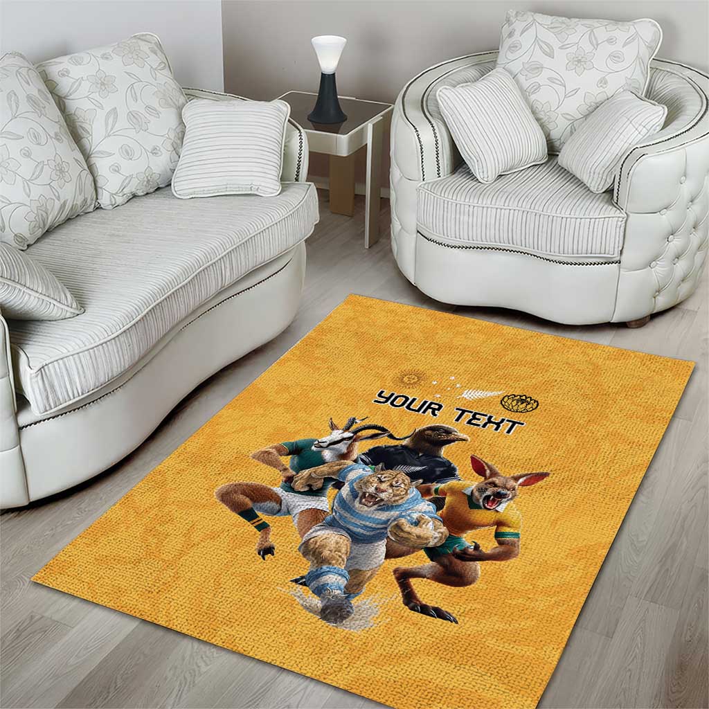 Custom Rugby Southern Hemisphere Area Rug Argentina AUNZ South Africa Mascot Gold - Polynesian Pride