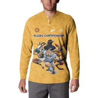 Custom Rugby Southern Hemisphere Button Sweatshirt Argentina AUNZ South Africa Mascot Gold - Polynesian Pride