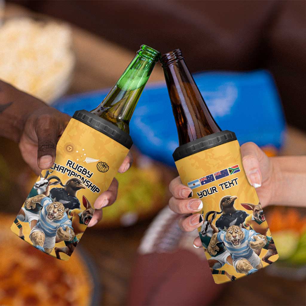 Custom Rugby Southern Hemisphere 4 in 1 Can Cooler Tumbler Argentina AUNZ South Africa Mascot Gold - Polynesian Pride