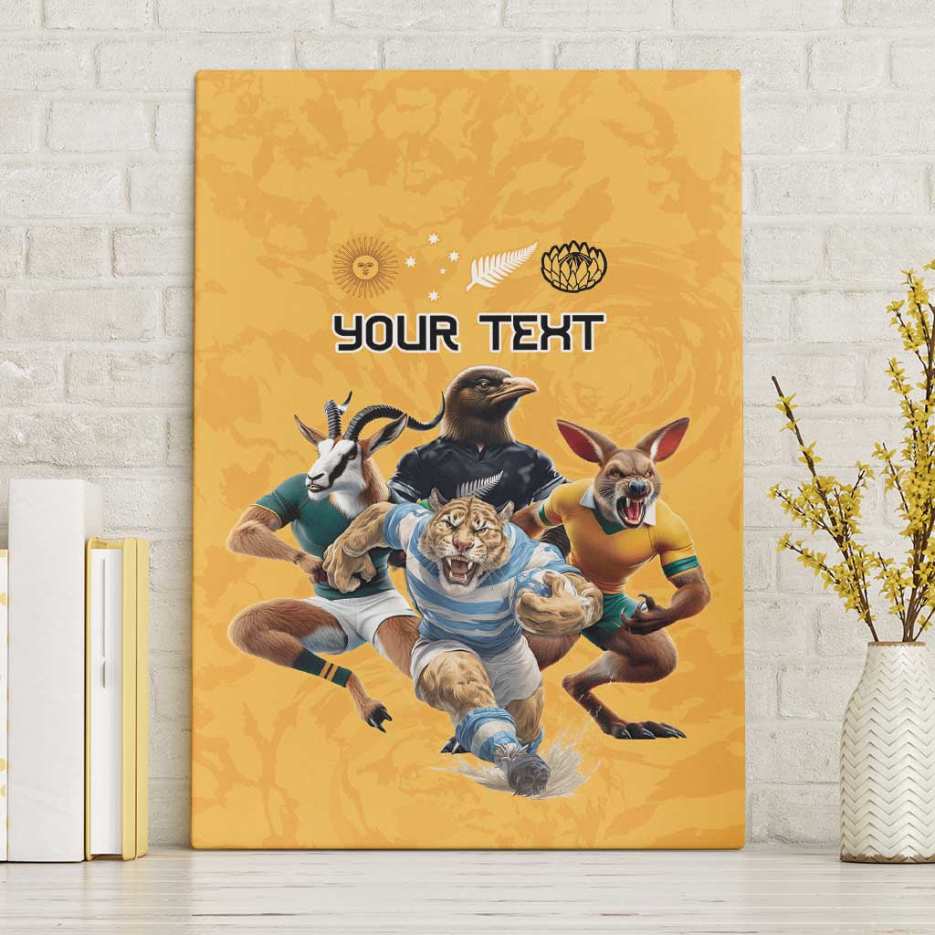 Custom Rugby Southern Hemisphere Canvas Wall Art Argentina AUNZ South Africa Mascot Gold - Polynesian Pride