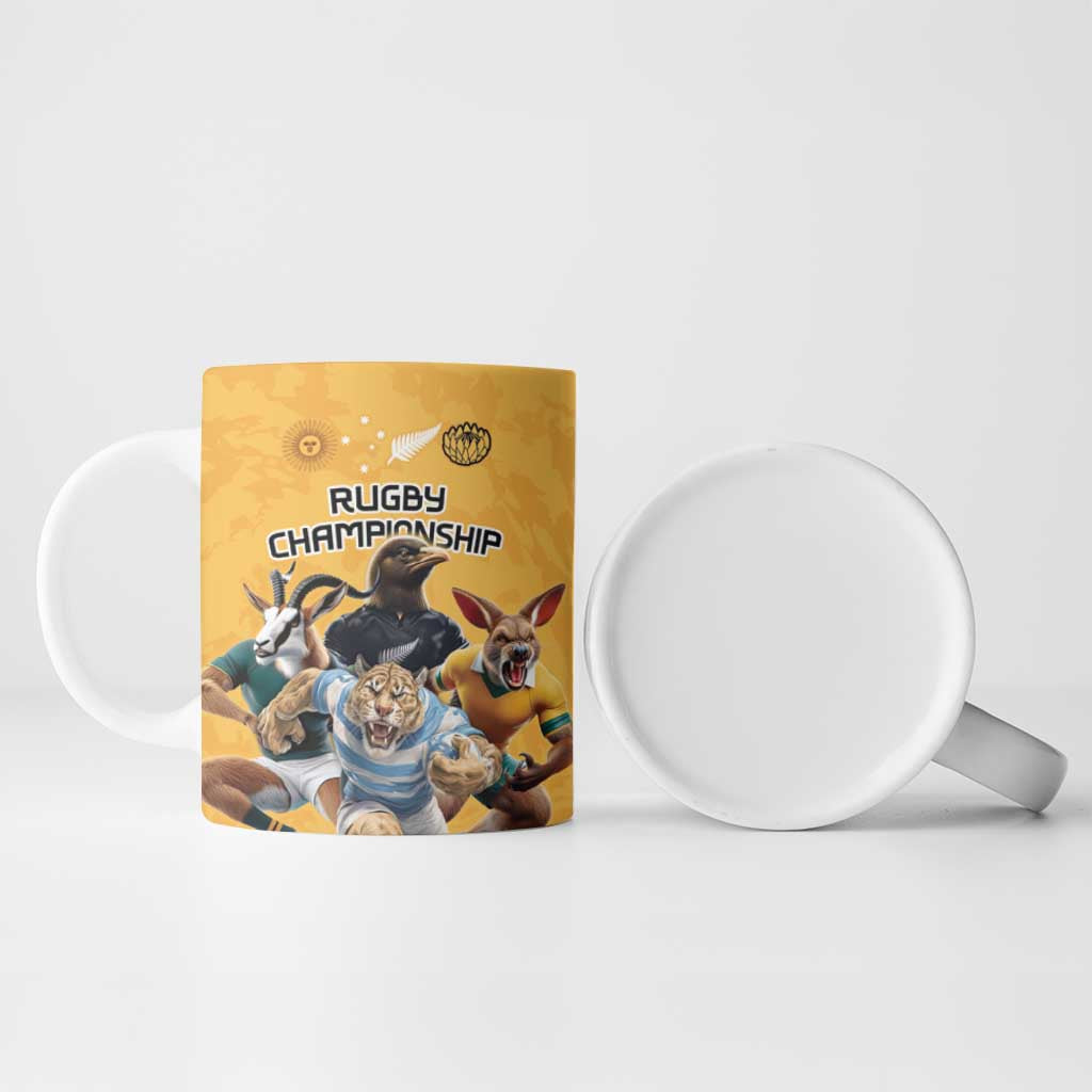 Custom Rugby Southern Hemisphere Ceramic Mug Argentina AUNZ South Africa Mascot Gold LT9 - Polynesian Pride