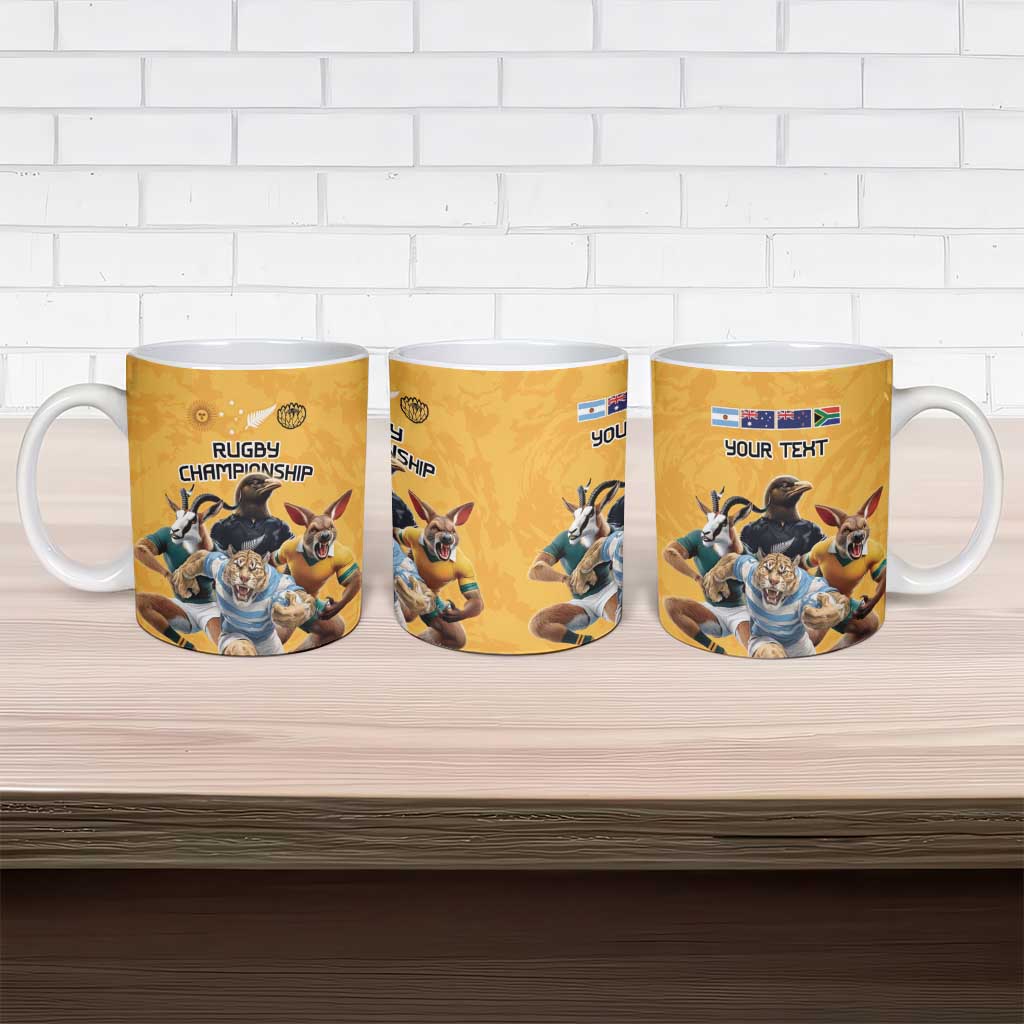Custom Rugby Southern Hemisphere Ceramic Mug Argentina AUNZ South Africa Mascot Gold LT9 - Polynesian Pride